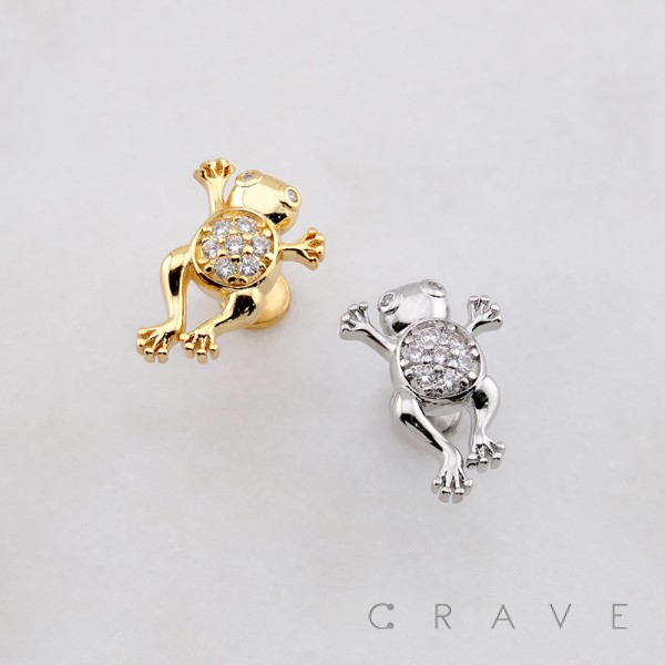 MULTI CZ RIBBIT FROG TOAD HOP THREADLESS (PUSH IN) 316L SURGICAL STEEL LABRET SET